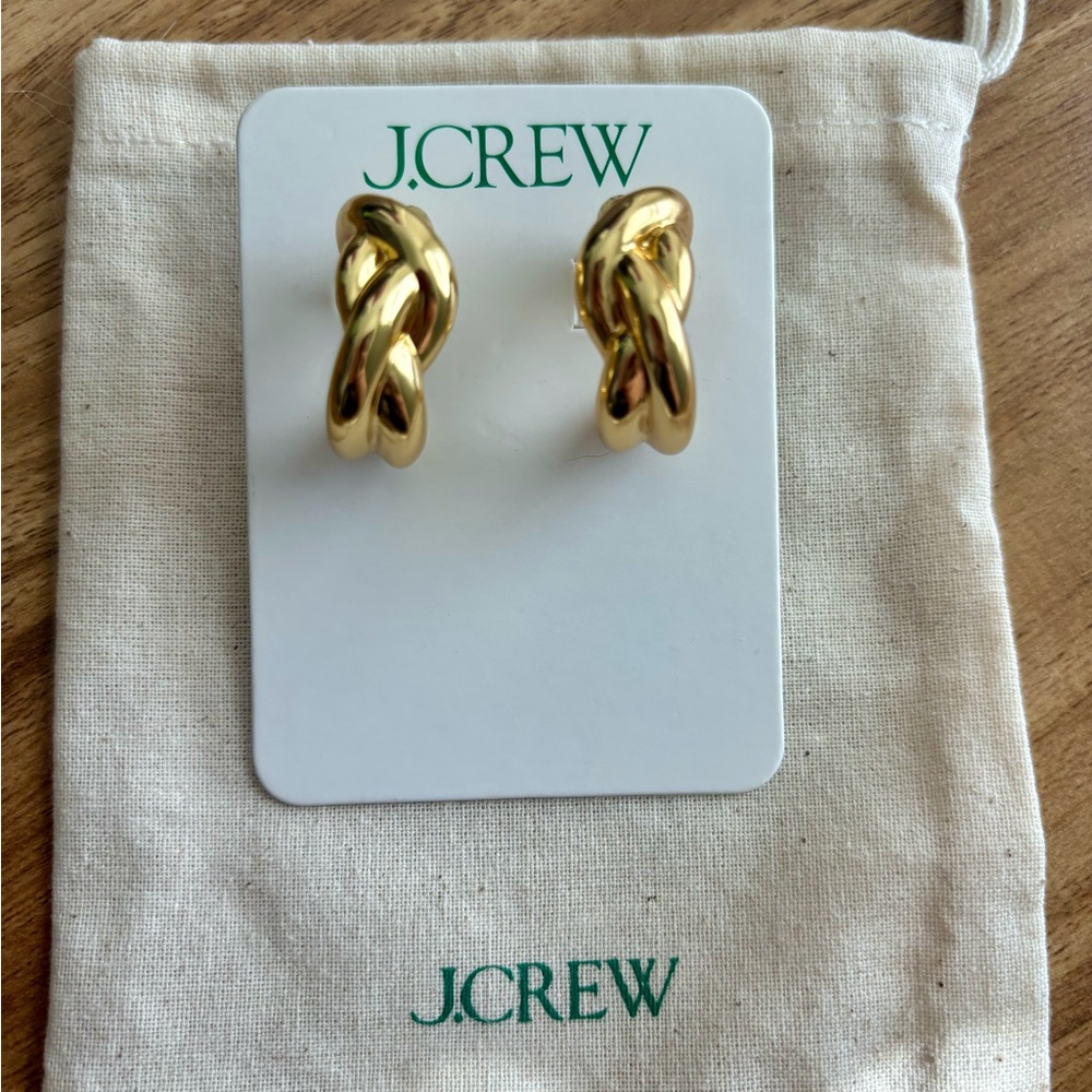 J. Crew Gold Braided hoop earrings
